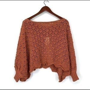 NWT Jessica Simpson | Boho Crocheted Batwing Pullover Crop Sweater~S